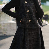 Elegant Waistcoat and High-Waisted Skirt Set - liwisi