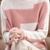 High Neck Color Block Knit Top in 4 Colors - liwisi