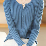 Round-neck knitted cardigan - liwisi