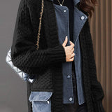 Spliced knitted cardigan coat - liwisi