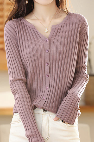 Round-neck knitted cardigan - liwisi