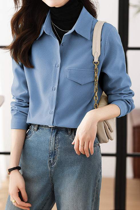 All-match Korean-style long-sleeved shirt - liwisi