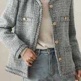 Elegant-Inspired No-Collar Jacket with Lining - liwisi