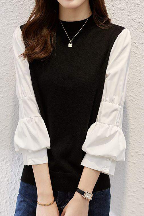 Minimalist Knit Patchwork Shirt - liwisi