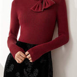 French Slim-Fit Bow Collar Sweater - liwisi