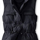 Drawstring cinched-waist down vest - liwisi