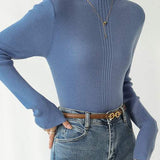 Elegant Ruffle Trim Knit Sweater - liwisi