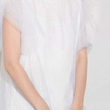 Round Neck Double Tulle Flare Sleeve T-Shirt - 2 Colors Available - liwisi