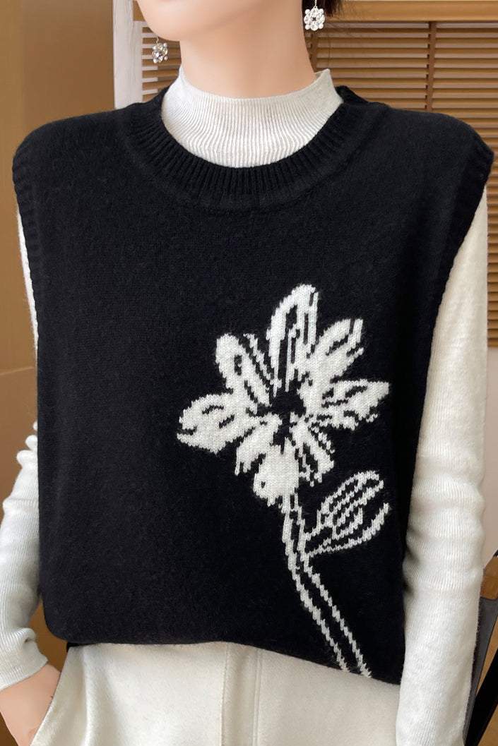 Round-neck pullover sleeveless waistcoat - liwisi