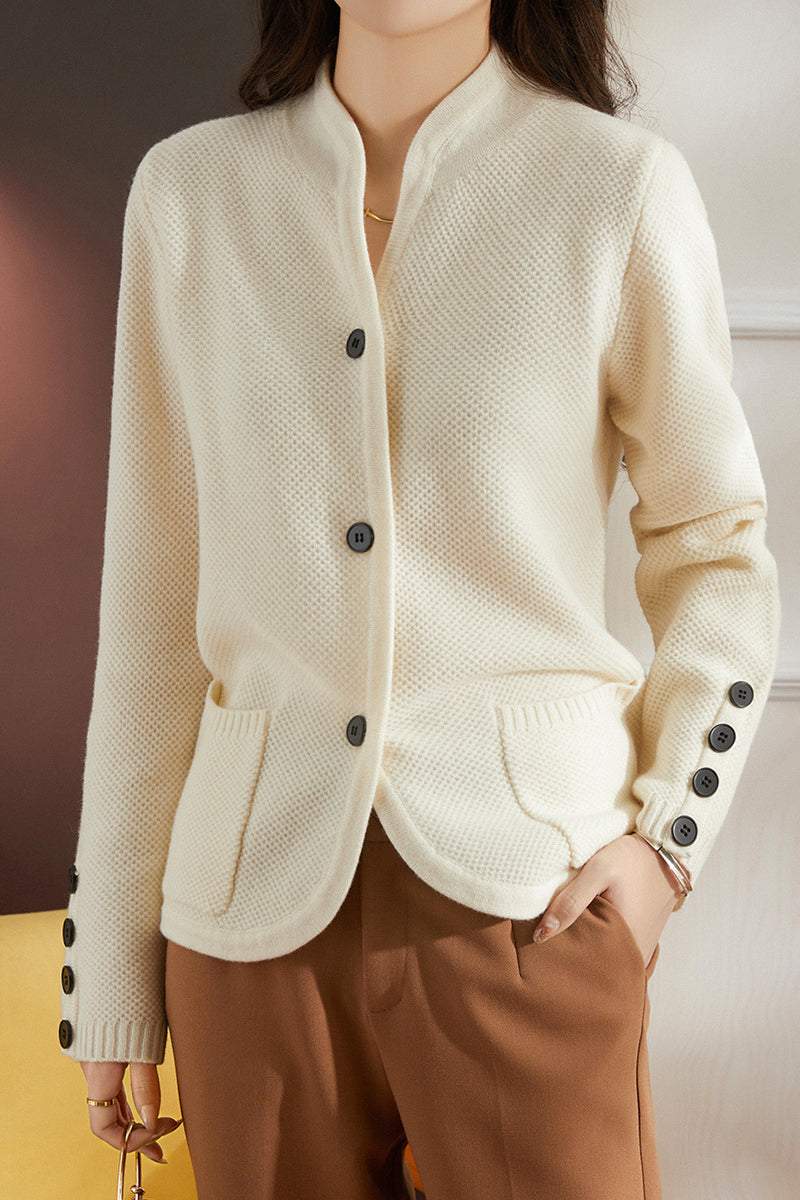 Key Neck Button Decor Knit Cardigan - 3 Colors Available - liwisi
