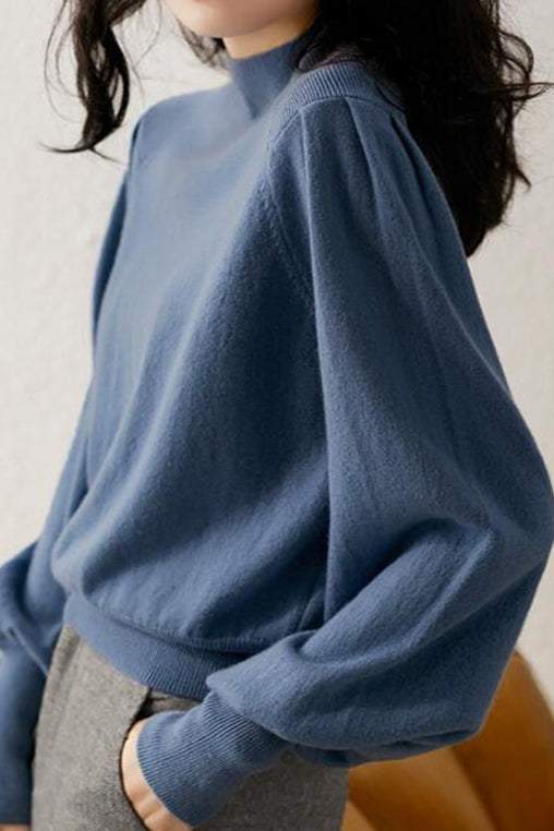 Versatile Solid Turtleneck Knit Top - liwisi