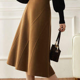 Elegant Versatile High-Waisted Reversible Wool Skirt - liwisi