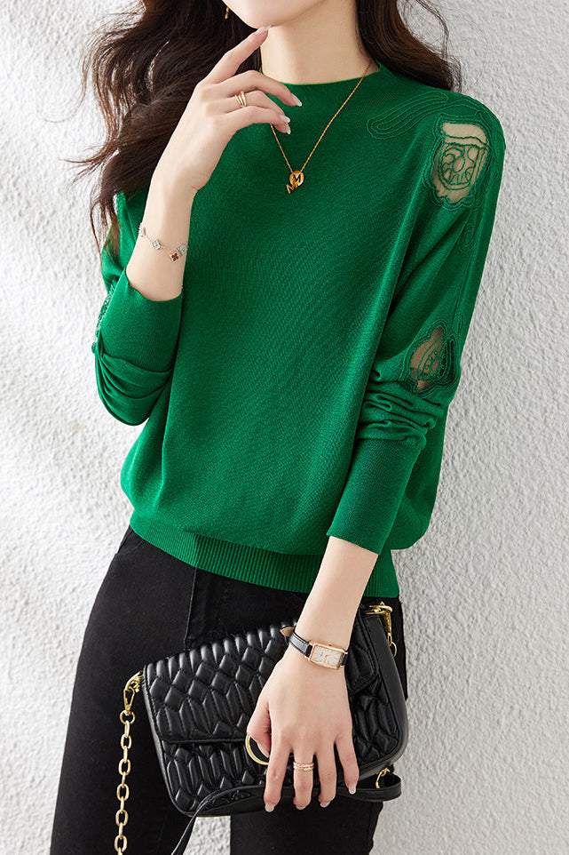 Half High Neck Ice Silk Knit Top - liwisi
