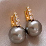 Light luxury copper micro inlaid zircon pearl earrings - liwisi