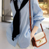 Shawl Sailor Collar Striped Shirt - liwisi