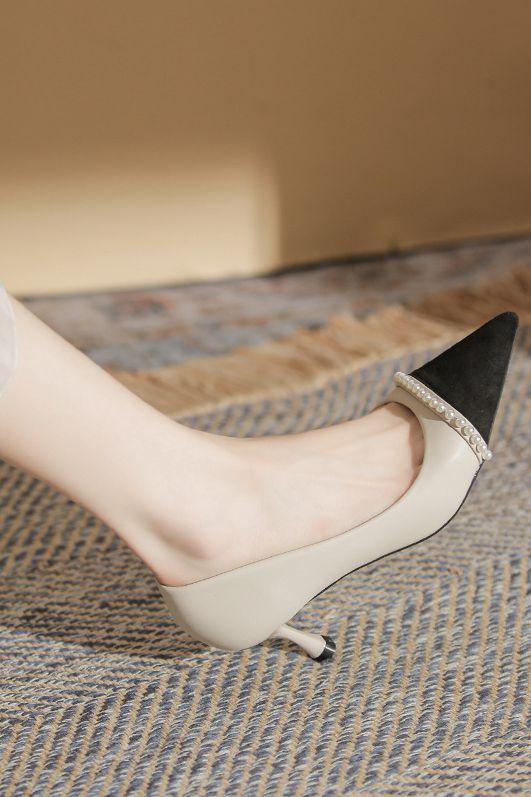 Pearl-pointed mid-heel high heels - liwisi