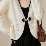 V-Neck Toggle Button Knit Cardigan - 2 Colors Available - liwisi