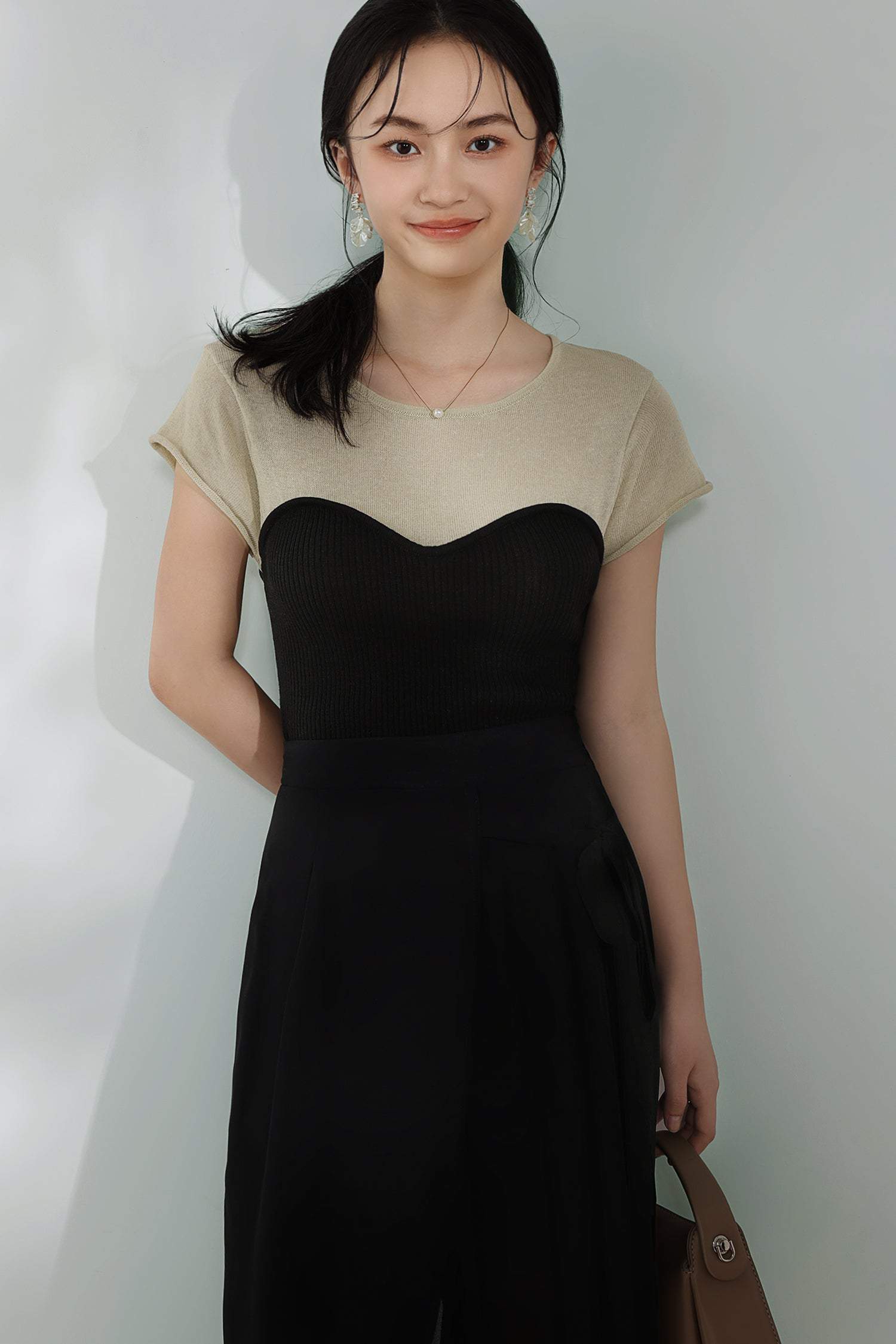 Bi-Color Contrast Casual Knit Top - 3 Colors Available - liwisi
