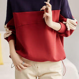 Round-neck Long-sleeved Loose Patchwork Sweatshirt. - liwisi
