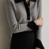 Bi-Color Basic Polo Collar Knit - liwisi