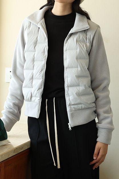 Loose Fit Casual Down Jacket with Fleece Patchwork - liwisi