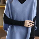 Poncho Style V-Neck Casual Knit Vest - 5 Colors Available - liwisi