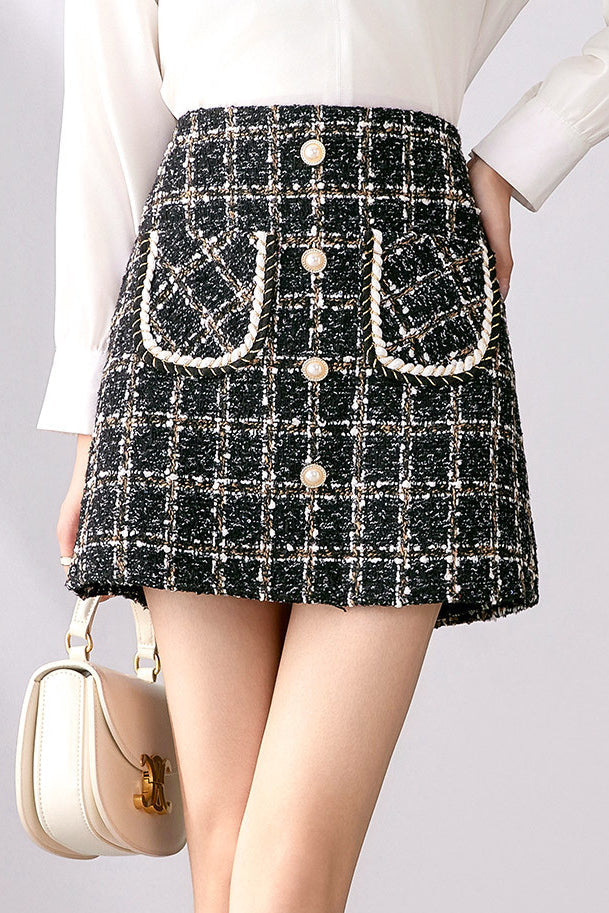 Elegant tweed hip skirt - liwisi