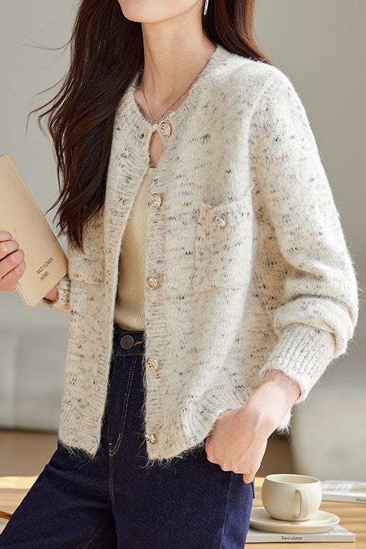 Elegant style short knitted cardigan - liwisi