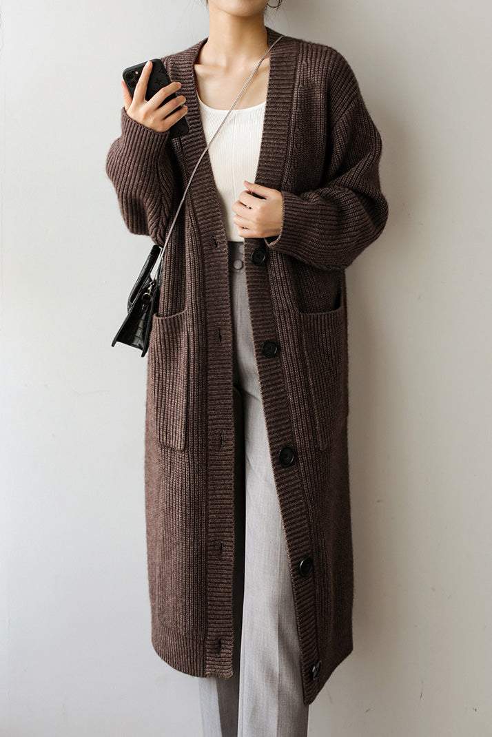 Casual Heavyweight Long Knit Jacket - liwisi