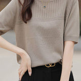 Round Neck Openwork Knit Top - 5 Colors Available - liwisi