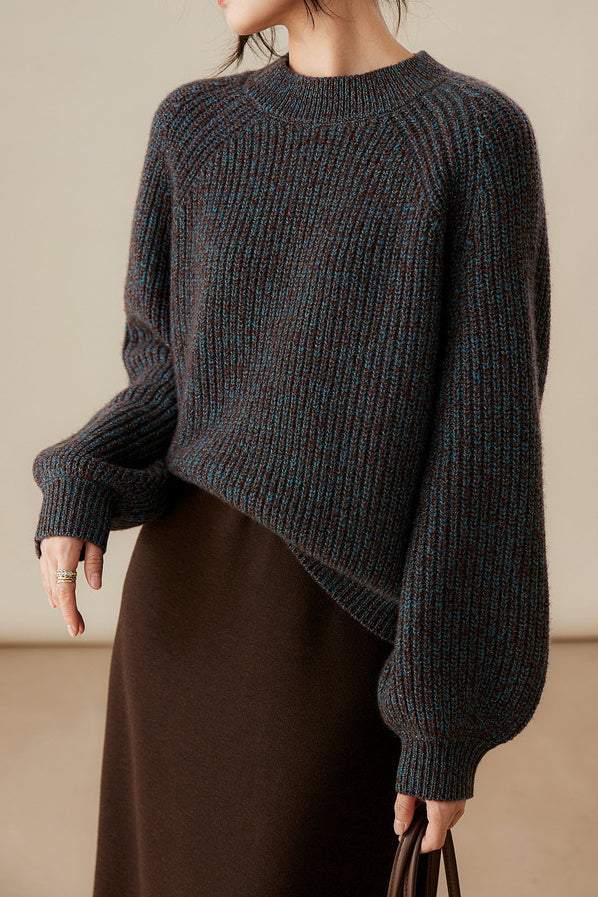 Fashionable Metallic Thread Crew Neck Sweater - liwisi
