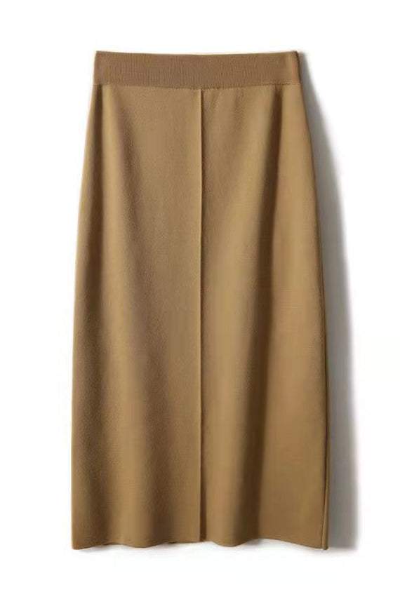 Skipper Collar Double Button Long Sleeve Top + Side Pocket Long Slacks + Back Slit Simple Long Skirt - liwisi