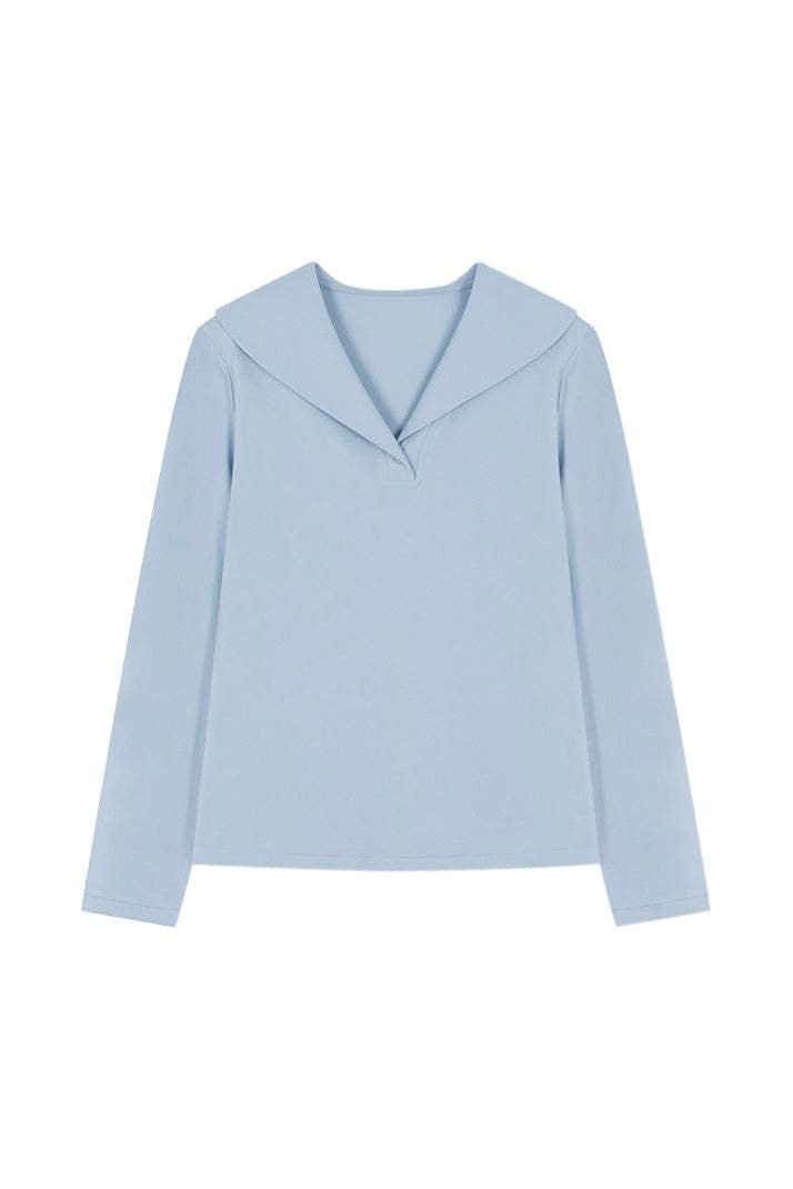 Sailor Collar Button Decor Casual T-Shirt - liwisi