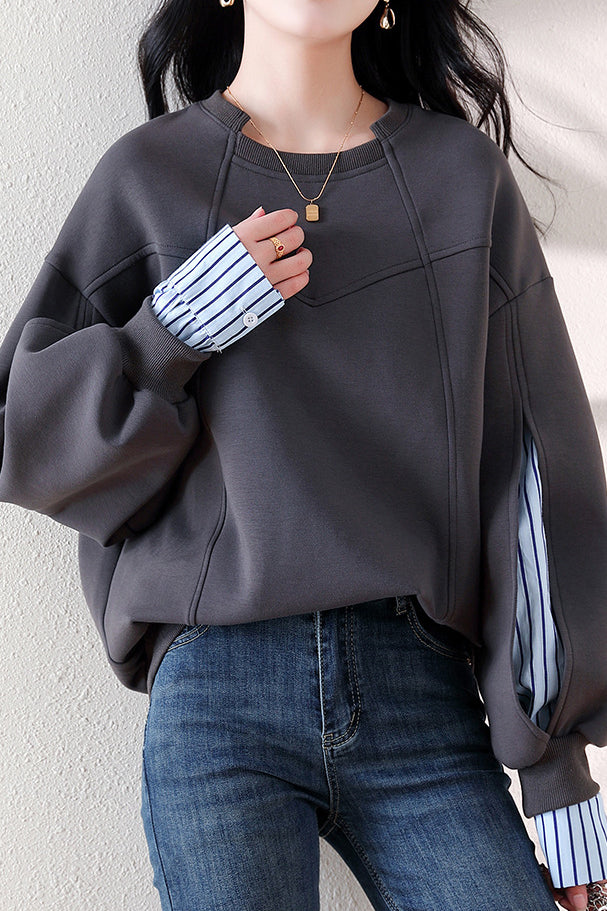 Irregular dividing line sweatshirt - liwisi