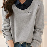 Elegant fake two-piece spliced color-block top - liwisi