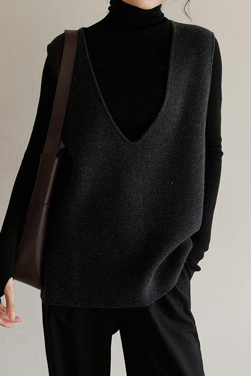 Versatile Simple Layered Knit Vest - liwisi