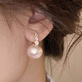 Light luxury copper micro inlaid zircon pearl earrings - liwisi