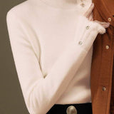 Solid-color Elegant Turtleneck Sweater. - liwisi