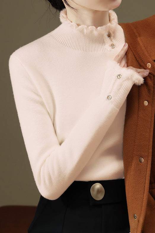 Solid-color Elegant Turtleneck Sweater. - liwisi