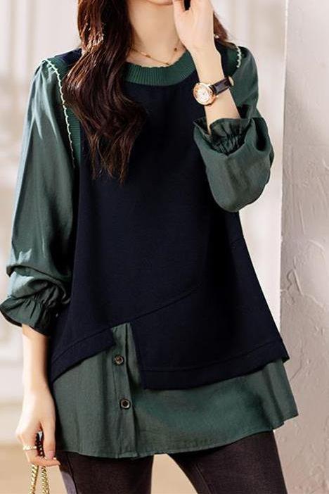 Irregular fake two tops - liwisi