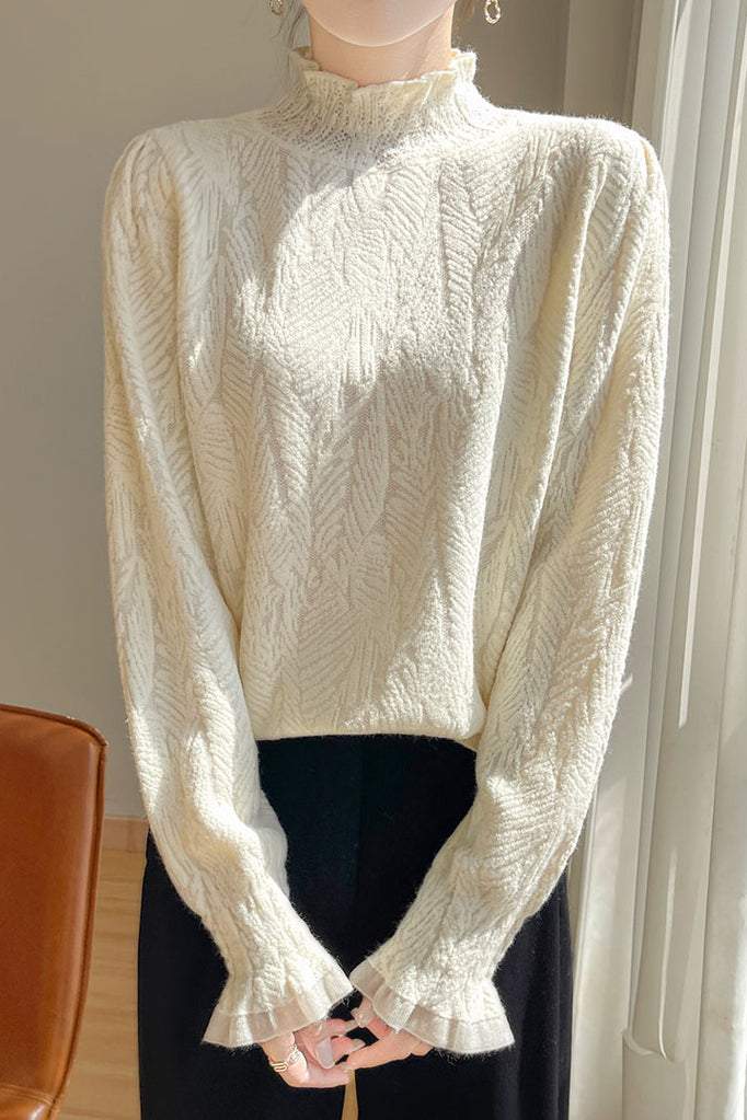 French lace-trimmed knitted undershirt - liwisi
