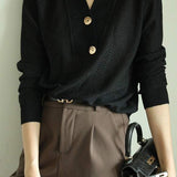 Casual Skipper Collar Button Decor Knit - 2 Colors Available - liwisi