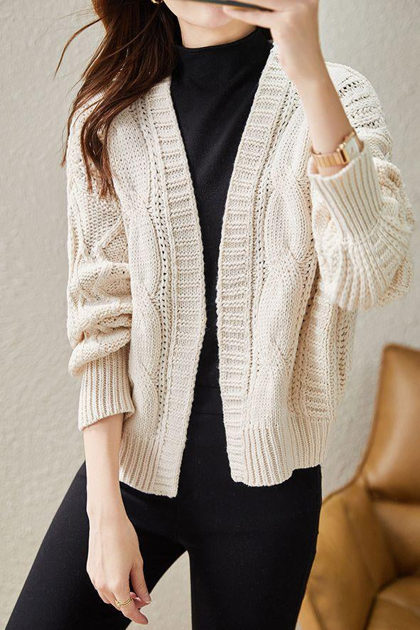 Minimalist Chunky Knit Cardigan - liwisi