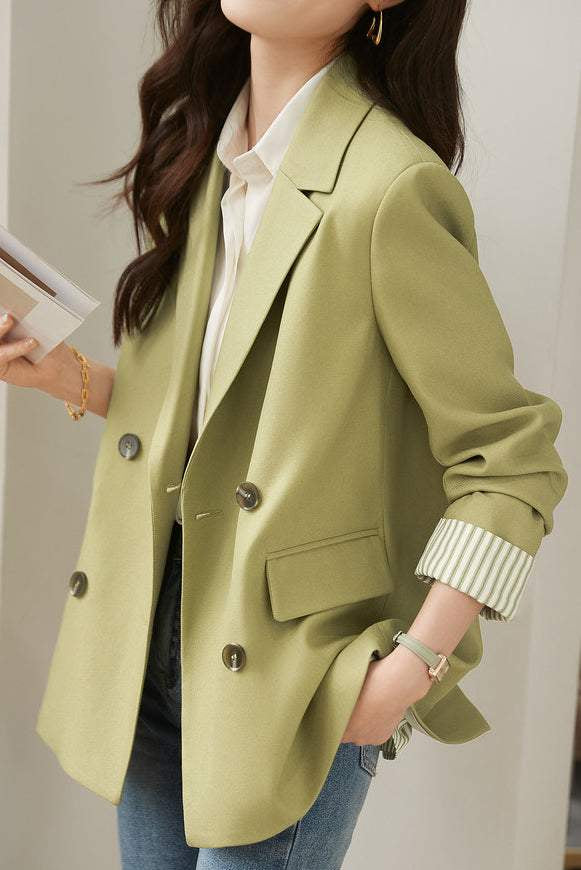 Striped spliced suit jacket - liwisi