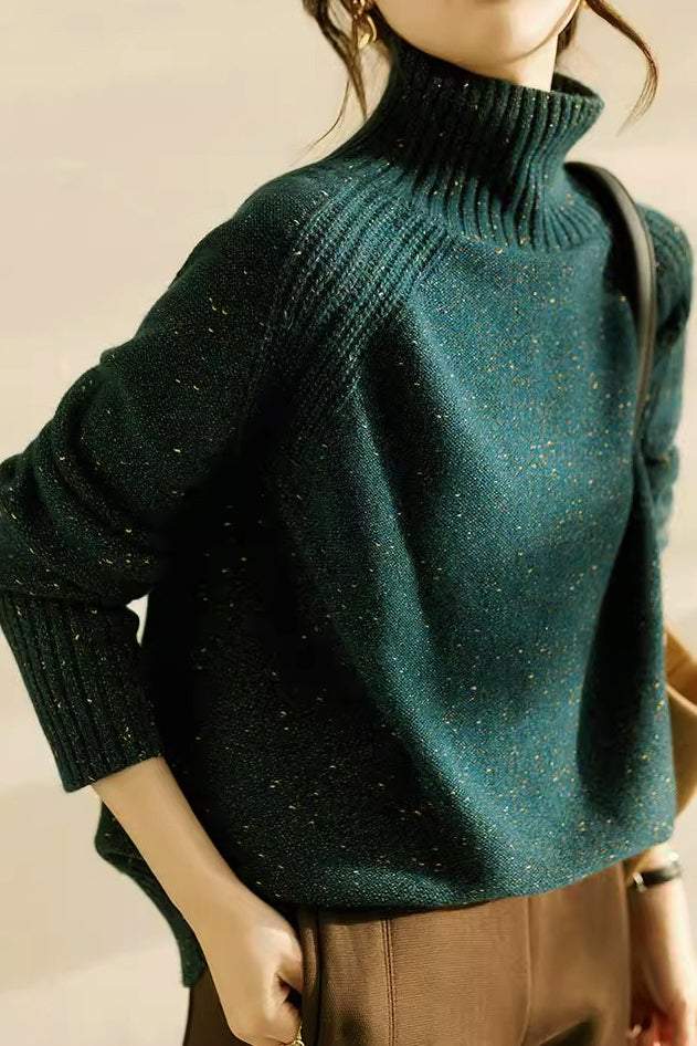 Solid Color Turtleneck Knit - liwisi