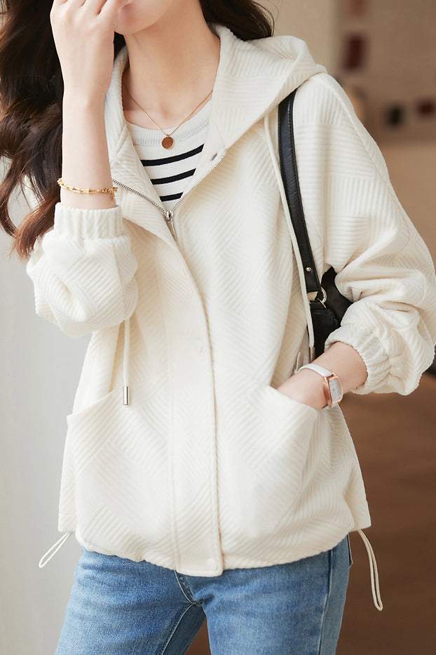 Textured Hooded Jacket - 2 Colors Available - liwisi