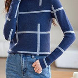 Irregular striped knitted shirt - liwisi