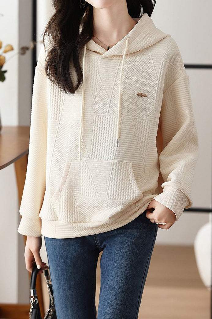 Drop Shoulder Hoodie with Logo Decoration - liwisi