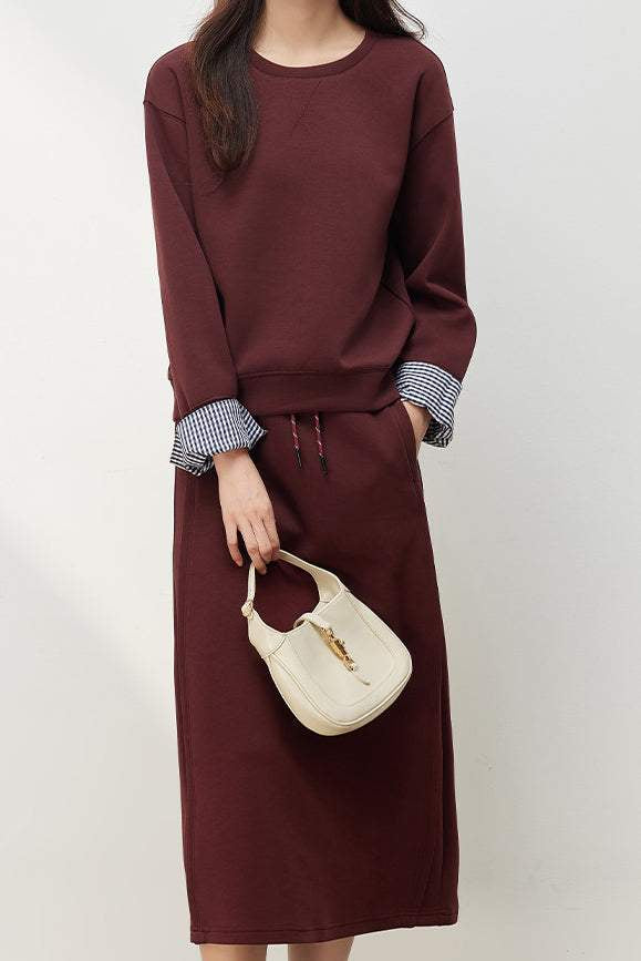 Simple sweatshirt and half skirt set - liwisi