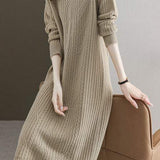 Simple and Comfortable Long Jacquard Knit Dress in 2 Colors - liwisi